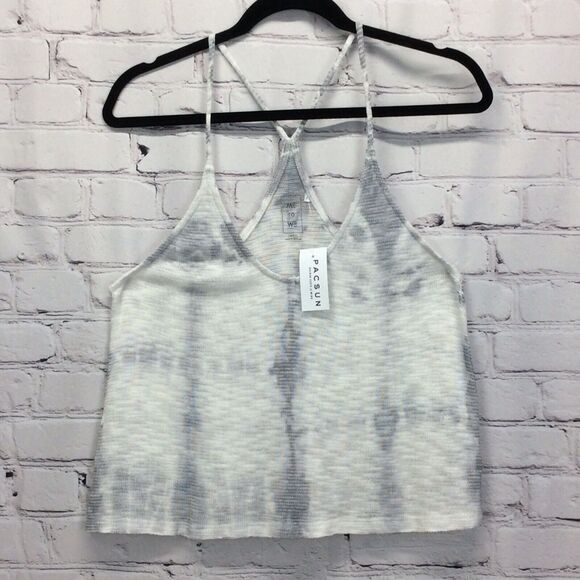 Me to We PacSun Tie Dye Racerback Tank Top Women's Size XS Gray/White Beachy NWT - Picture 7 of 9